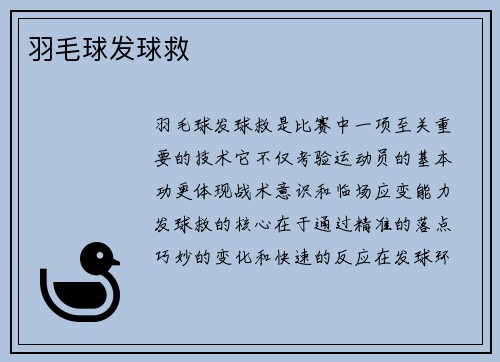 羽毛球发球救